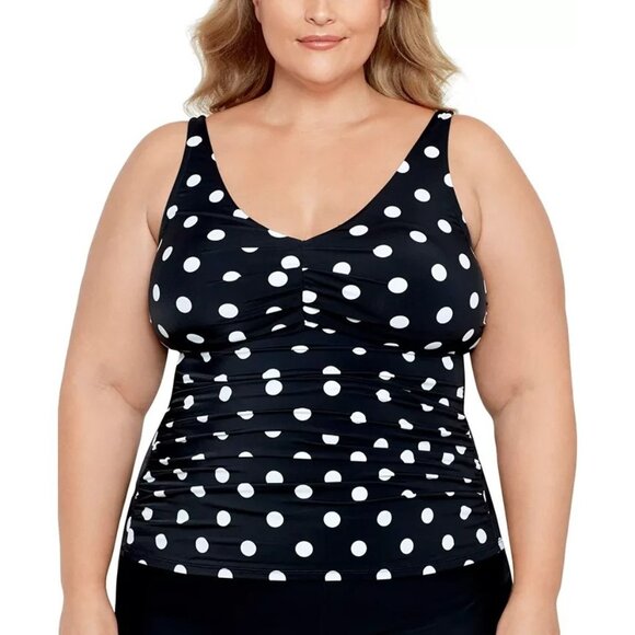 Swim Solutions Plus Size Tummy Control Tankini Top 22W Polka Dot $84 - Picture 1 of 3